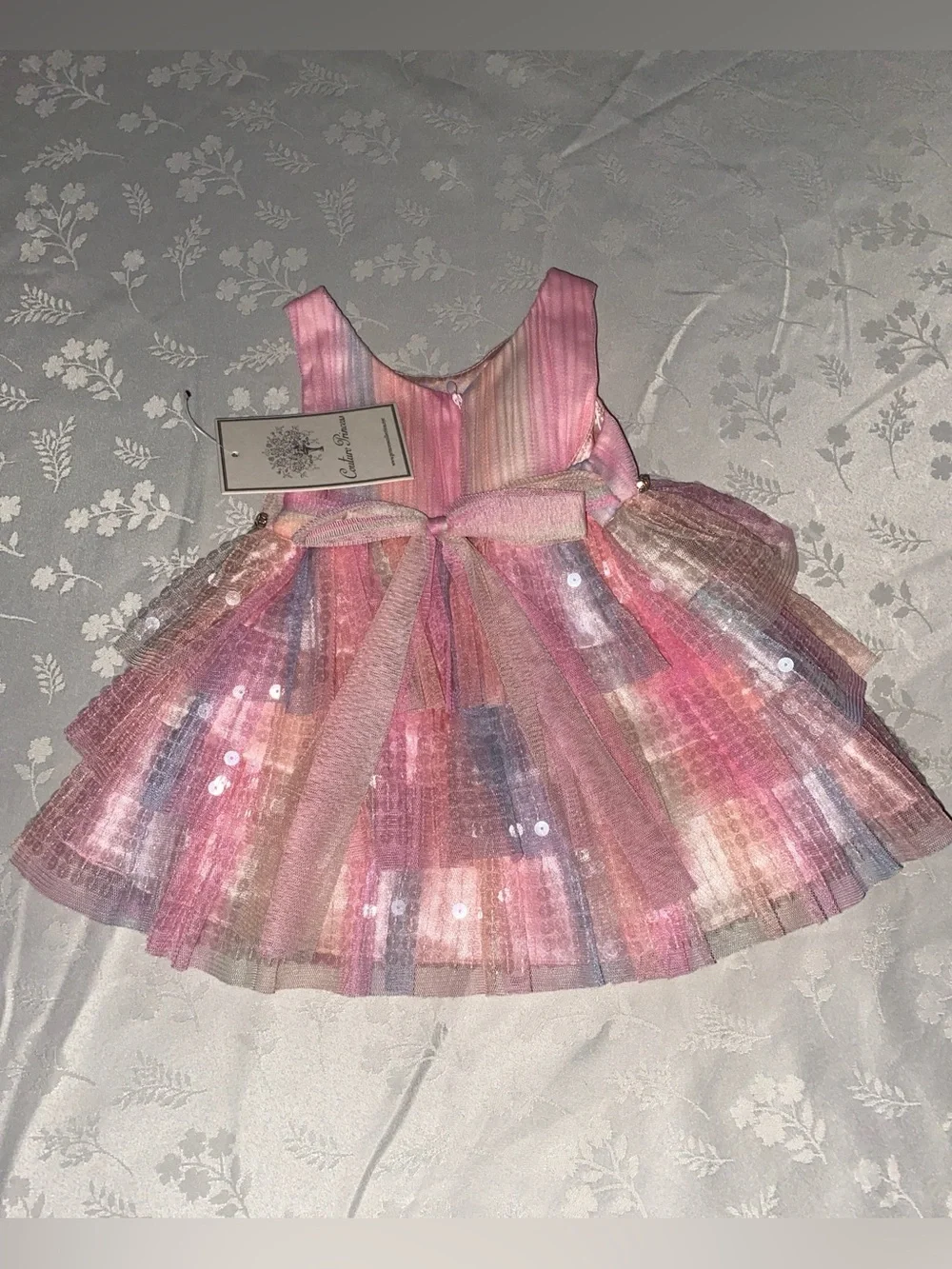 Couture Princess Baby Girl Rainbow Sequin Tulle Dress Sz 6M NWT